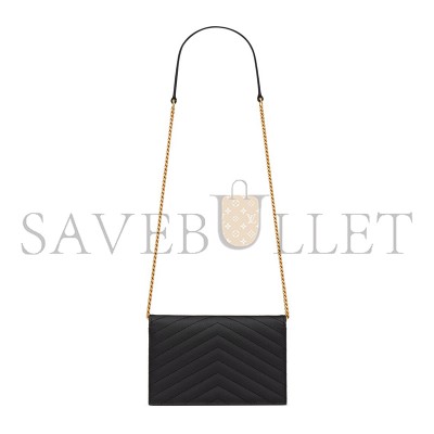 YSL CASSANDRE ENVELOPE CHAIN WALLET IN GRAIN DE POUDRE LEATHER 742920BOW011000 (19*12.5*3.5cm)